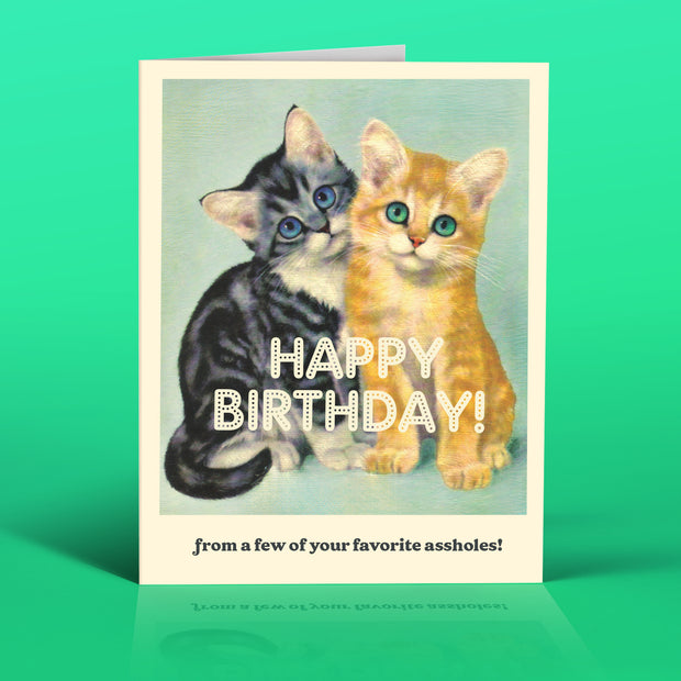 KITTENS ASSHOLES! birthday card