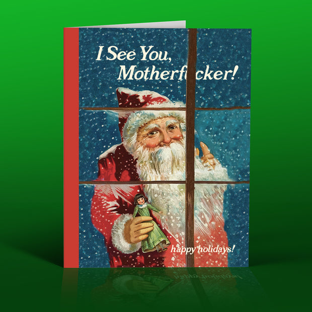 I SEE YOU MOFO SANTA! christmas card