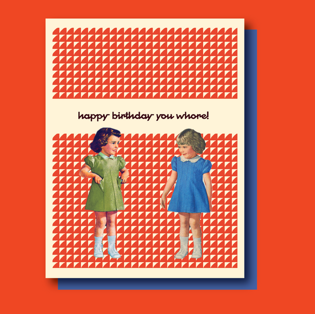 2 WHORES birthday card