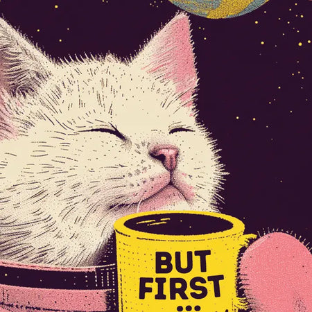 SPACECAT COFFEE funny greeting card