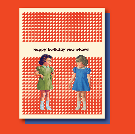 2 WHORES birthday card