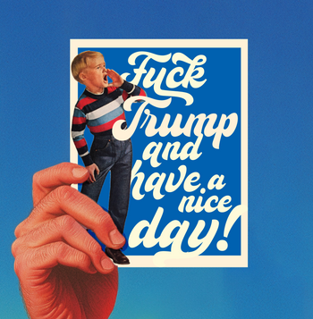 KID YELLS f trump blue